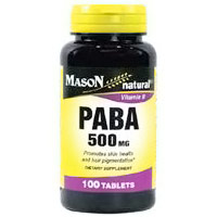 Mason Natural PABA 500 mg, 100 Tablets, Mason Natural