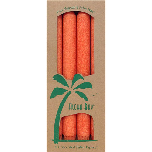 Aloha Bay Palm Tapers 9 Inch, Unscented, Burnt Orange, 4 Candles, Aloha Bay