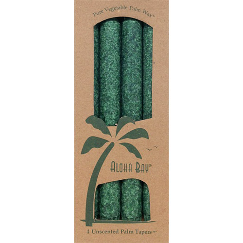 Aloha Bay Palm Tapers 9 Inch, Unscented, Green, 4 Candles, Aloha Bay