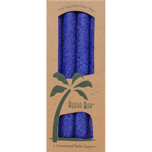 Aloha Bay Palm Tapers 9 Inch, Unscented, Indigo, 4 Candles, Aloha Bay