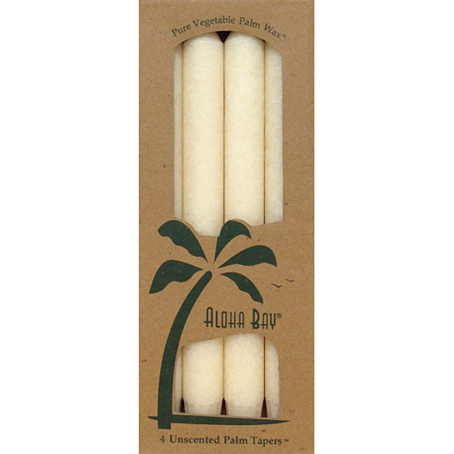 Aloha Bay Palm Tapers 9 Inch, Unscented, Ivory, 4 Candles, Aloha Bay