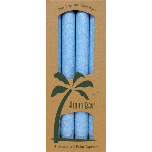 Aloha Bay Palm Tapers 9 Inch, Unscented, Light Blue, 4 Candles, Aloha Bay