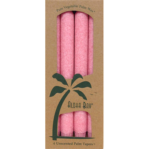 Aloha Bay Palm Tapers 9 Inch, Unscented, Rose, 4 Candles, Aloha Bay