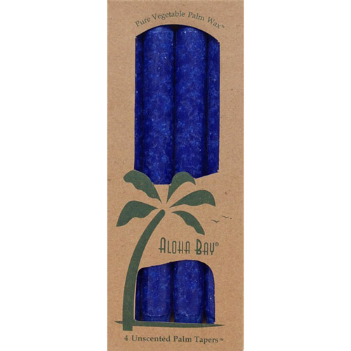 Aloha Bay Palm Tapers 9 Inch, Unscented, Royal Blue, 4 Candles, Aloha Bay