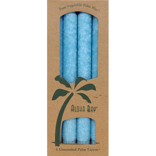 Aloha Bay Palm Tapers 9 Inch, Unscented, Turquoise, 4 Candles, Aloha Bay