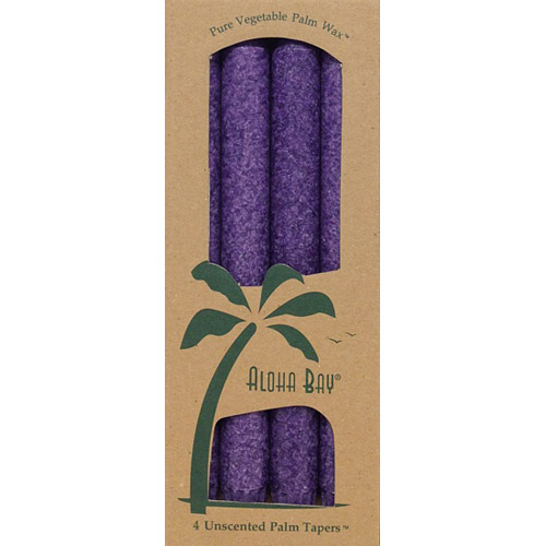 Aloha Bay Palm Tapers 9 Inch, Unscented, Violet, 4 Candles, Aloha Bay