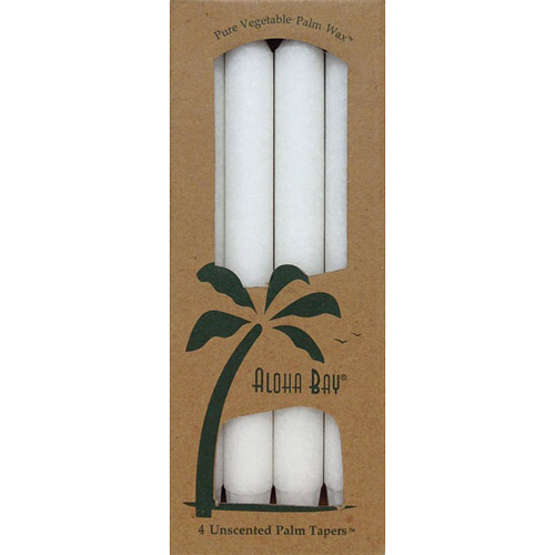 Aloha Bay Palm Tapers 9 Inch, Unscented, White, 4 Candles, Aloha Bay