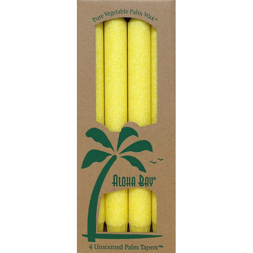 Aloha Bay Palm Tapers 9 Inch, Unscented, Yellow, 4 Candles, Aloha Bay