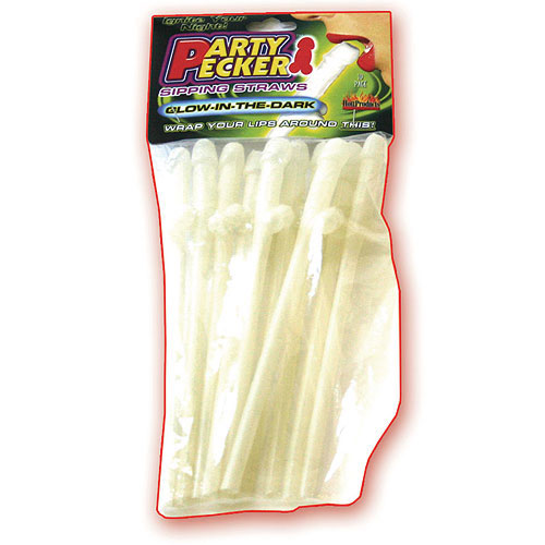 Hott Products Party Pecker Sipping Straws - Glow In The Dark, 10 Pieces, Hott Products