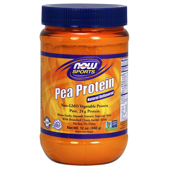 NOW Foods Pea Protein Natural Unflavored, 12 oz, NOW Foods