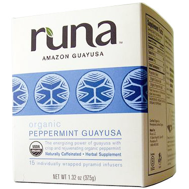 Runa Tea Organic Amazonian Peppermint Guayusa Tea, 16 Tea Bags x 6 Box, Runa Tea