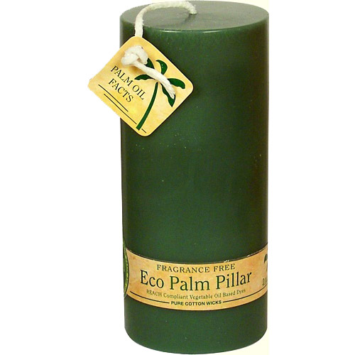 Aloha Bay Eco Palm Wax Pillar Candle, Unscented, Green, 6 Candles, Aloha Bay