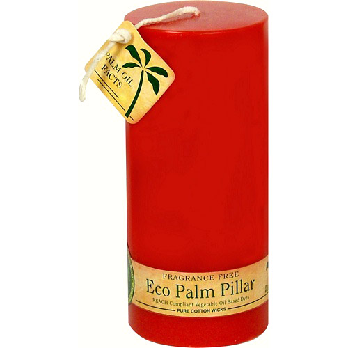 Aloha Bay Eco Palm Wax Pillar Candle, Unscented, Red, 6 Candles, Aloha Bay