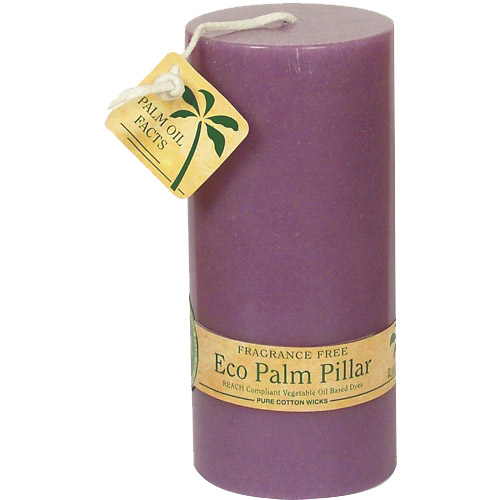 Aloha Bay Eco Palm Wax Pillar Candle, Unscented, Violet, 6 Candles, Aloha Bay