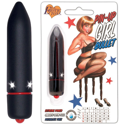 Erotic Toy Brokers Pin-Up Girl Bullet Vibrator, Black, Erotic Toy Brokers