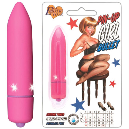 Erotic Toy Brokers Pin-Up Girl Bullet Vibrator, Pink, Erotic Toy Brokers