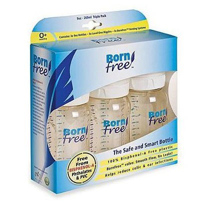 BornFree (Born Free) Plastic Bottle, 9 oz Baby Bottle, 3 Pack, BornFree (Born Free)