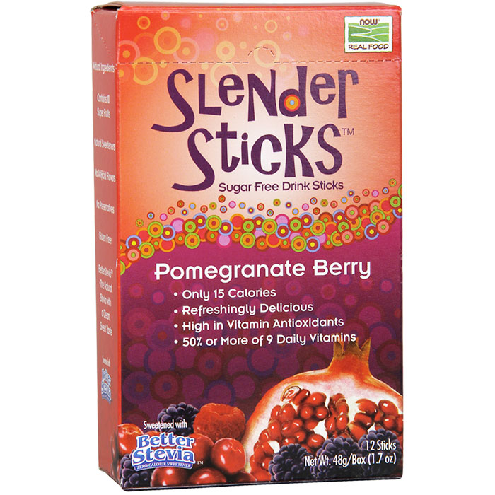 NOW Foods Pomegranate Berry Sugar Free Drink Mix, 12 Sticks, NOW Foods