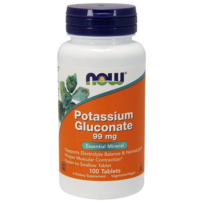 NOW Foods Potassium Gluconate 99 mg, 100 Tablets, NOW Foods
