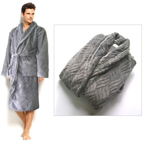 Relaxso Premier Men's SPA Wrap Robe, Microfiber Fleece Granite, Relaxso