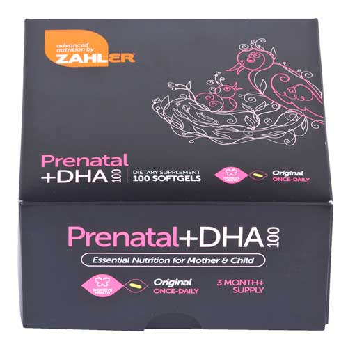Zahler Prenatal + DHA 100 mg, Original Once Daily, 100 Softgels, Zahler
