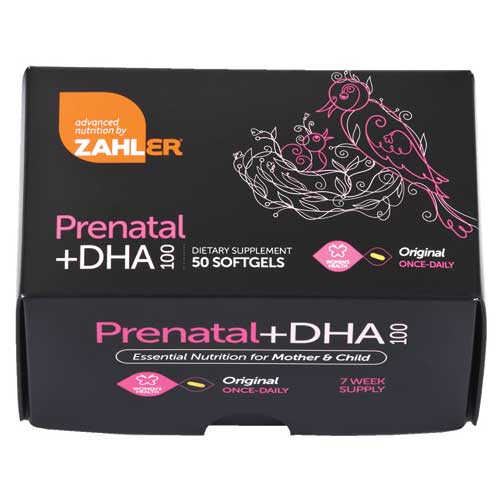 Zahler Prenatal + DHA 100 mg, Original Once Daily, 50 Softgels, Zahler