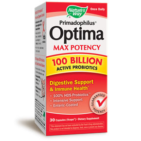 Nature's Way Primadophilus Optima Max Potency 100 Billion, 30 Vegetarian Capsules, Nature's Way