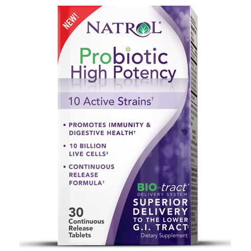 Natrol Probiotic High Potency, Continuous Release, 30 Tablets, Natrol