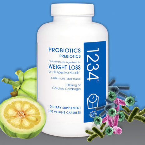 Creative Bioscience Probiotic Prebiotics 1234 with Garcinia Cambogia 1000 mg, 180 Veggie Capsules, Creative Bioscience