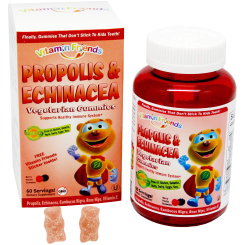 Vitamin Friends Propolis & Echinacea Berry Pectin Gummies for Children, 60 Vegetarian Gummies, Vitamin Friends