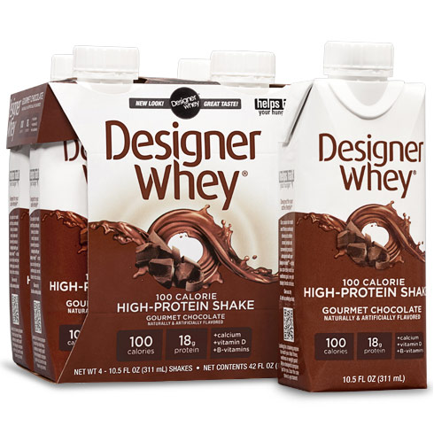 Designer Whey High-Protein Shake, Gourmet Chocolate, 10.5 oz x 4 Shakes, Designer Whey