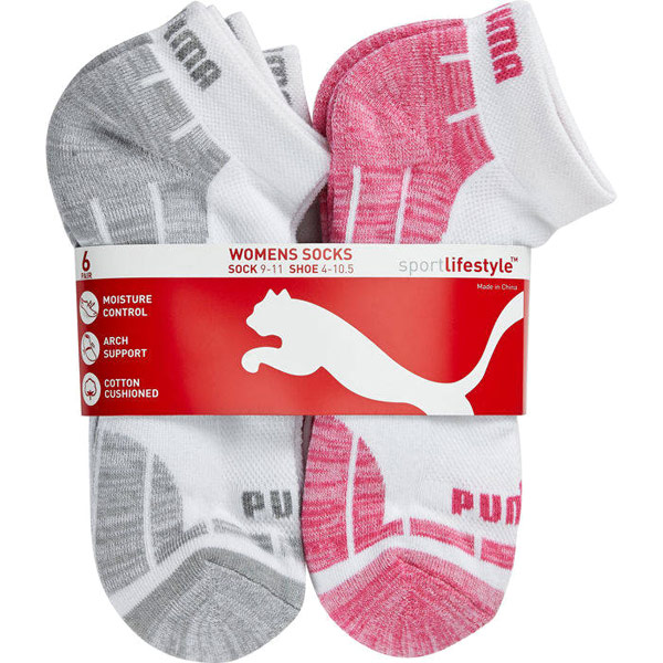 Puma Puma Women's Low Cut Socks - Pink, 6 Pack