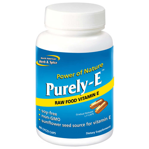 North American Herb & Spice Purely-E, Sunflower Seed Vitamin E, 60 Capsules, North American Herb & Spice