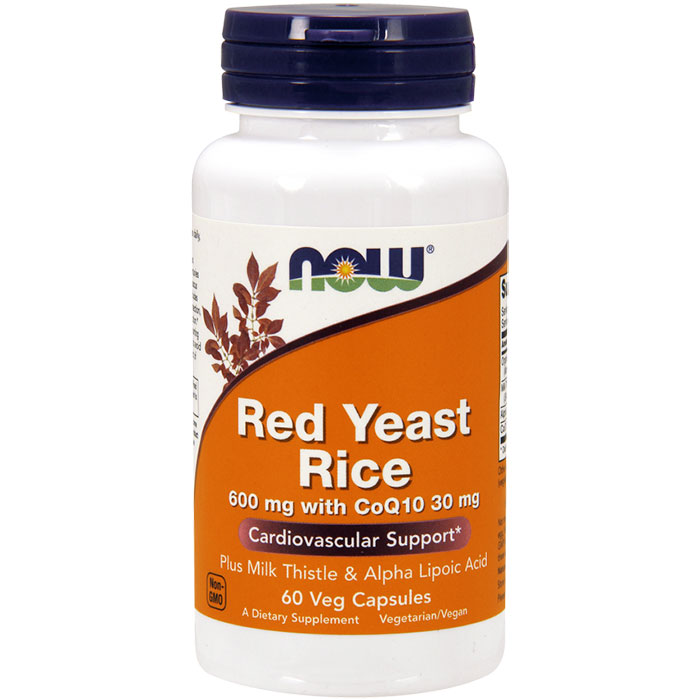 NOW Foods Red Yeast Rice 600 mg with CoQ10 30 mg, 60 Vcaps, NOW Foods