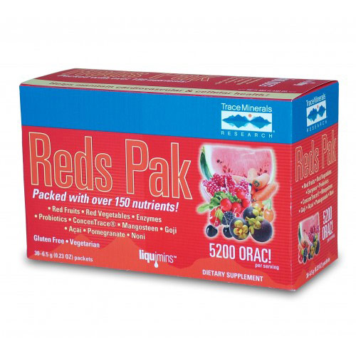 Trace Minerals Research Reds Pak (Antioxidant Nutrients Powder), 30 Packets, Trace Minerals Research