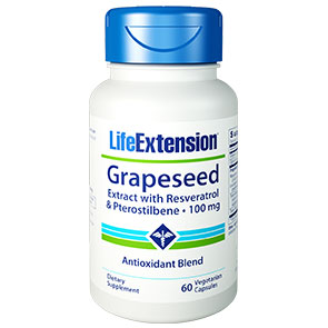 Life Extension Grapeseed Extract with Resveratrol & Pterostilbene, 60 Vegetarian Capsules, Life Extension