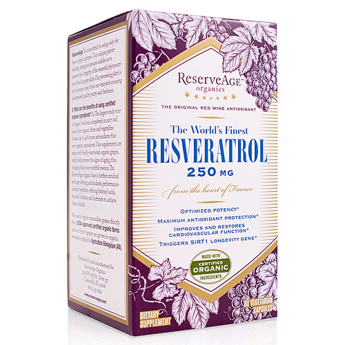ReserveAge Organics Resveratrol, 250 mg, 60 Veggie Capsules, ReserveAge Organics