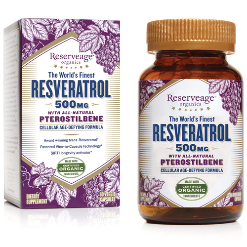 ReserveAge Organics Resveratrol with Pterostilbene 500 mg, 60 Veggie Capsules, ReserveAge Organics
