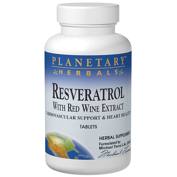 Planetary Herbals Resveratrol with Red Wine Extract 30 tabs, Planetary Herbals