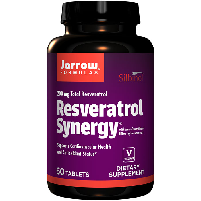 Jarrow Formulas Resveratrol Synergy 200 mg, 60 Easy-Solv Tablets, Jarrow Formulas