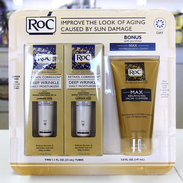 RoC RoC Retinol Correxion Deep Wrinkle Daily Moisturizer SPF30 + Max Resurfacing Facial Cleanerser, 2.2 oz + 5 oz