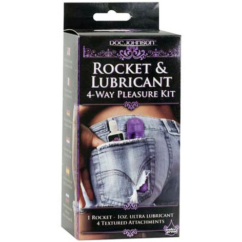 Doc Johnson Rocket & Lubricant 4-Way Pleasure Kit, Purple, Doc Johnson