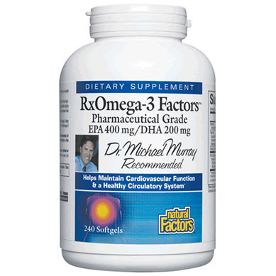 Natural Factors RxOmega-3 Factors, Fish Oil EPA 400/DHA 200, 240 Softgels, Natural Factors