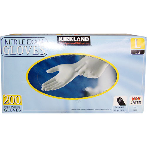 Kirkland Signature Nitrile Exam Gloves, Latex-Free, Multi-Purpose Gloves 200 pcs (Medium, Small or Large)