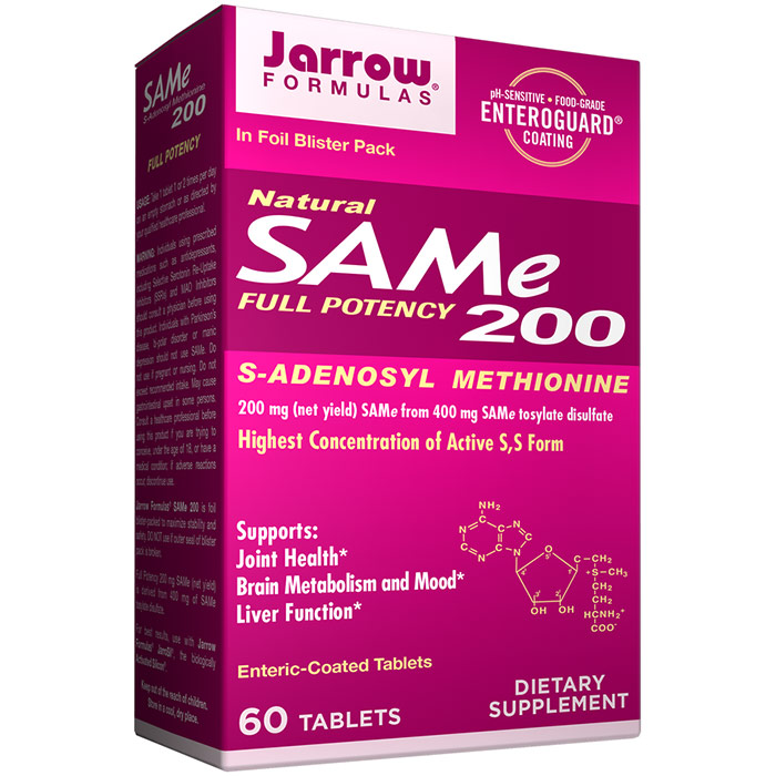 Jarrow Formulas SAM-e 200 mg, 60 Enteric-Coated tabs, Jarrow Formulas