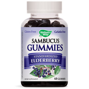 Nature's Way Sambucus Gummies, Chewable Standardized Elderberry, 60 Gummies, Nature's Way
