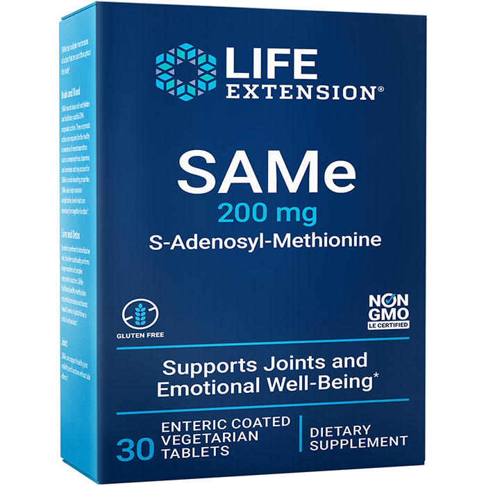 Life Extension SAMe (S-Adenosyl-Methionine) 200 mg, 20 Enteric Coated Tablets, Life Extension
