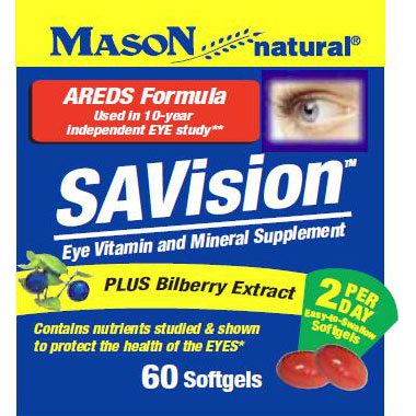 Mason Natural SAVision, AREDS Formula with Bilberry Extract, 60 Softgels, Mason Natural