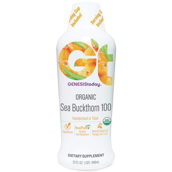 Genesis Today Sea Buckthorn 100, Pure SeaBuckthorn Juice Liquid, 32 oz, Genesis Today