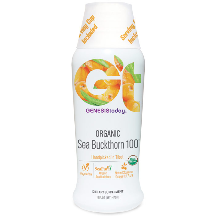 Genesis Today Sea Buckthorn 100, Pure SeaBuckthorn Juice Liquid, 16 oz, Genesis Today